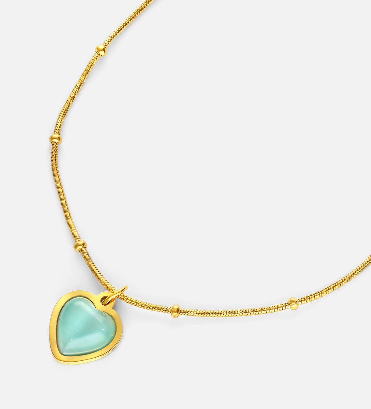 Sea Green Heart Gemstone Necklace - Ash & Harry