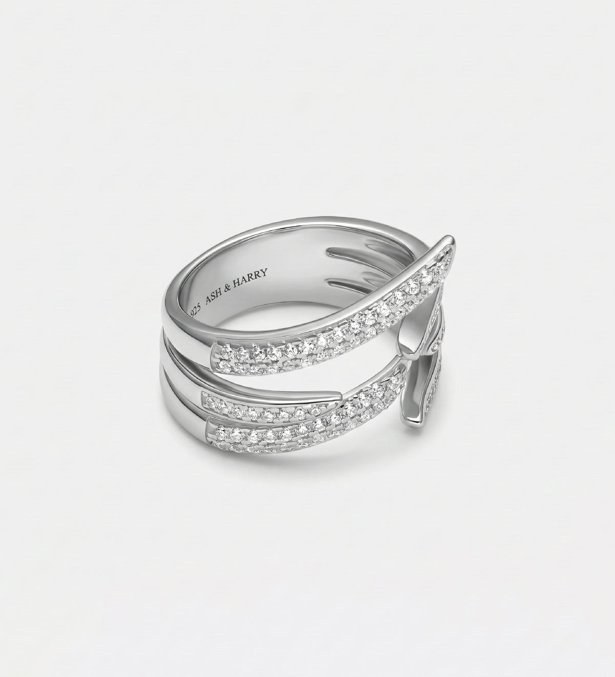 Serpent Twist Ring In 925 Silver High Quality Simulated Diamonds - Ash & Harry