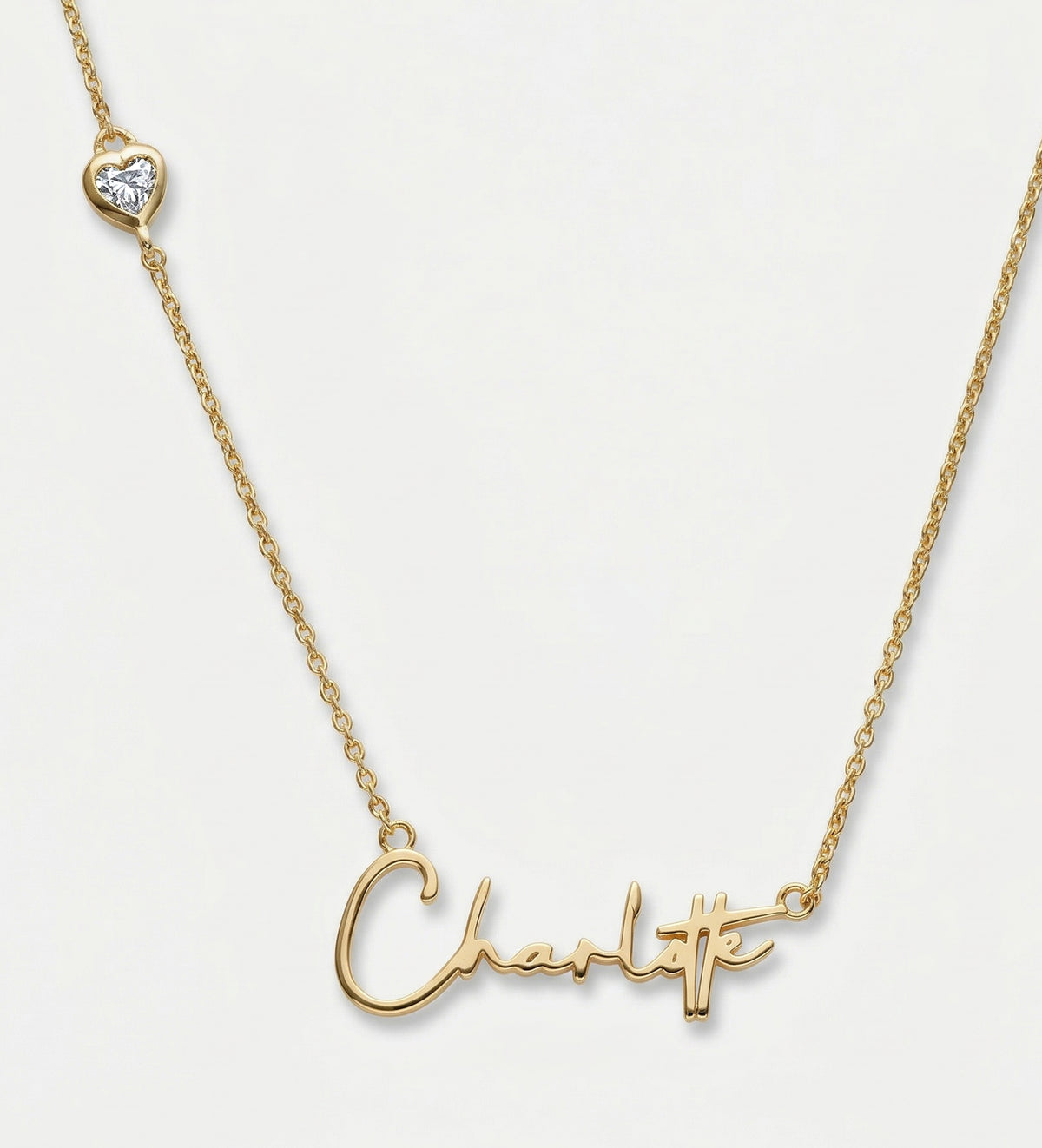 Signature Script Name Necklace With 0.2CT Lab Diamond in 18K Gold Plating on 925 Silver - Ash & Harry