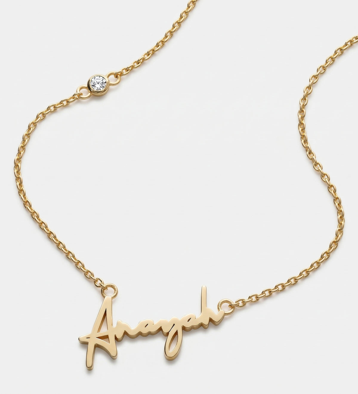 Signature Script Name Necklace With Lab Diamond in 18K Gold Plating on 925 Silver - Ash & Harry