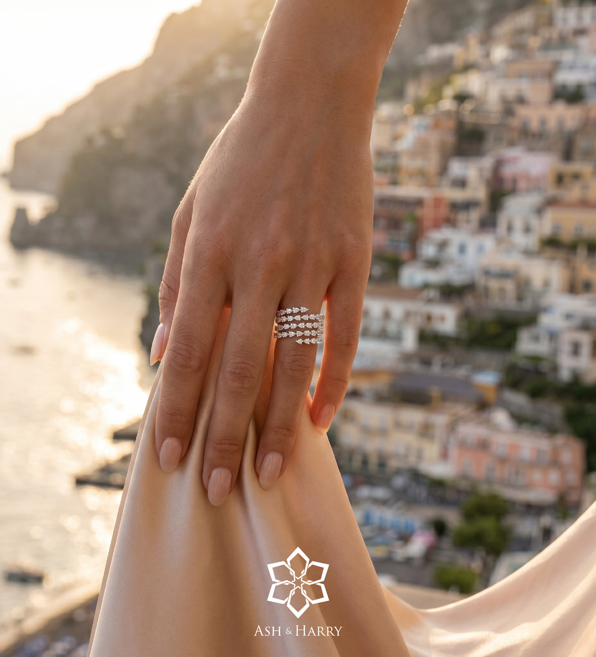 Symphony Of Stars Ring in 925 Silver with High - Quality White Simulated Diamonds - Ash & Harry