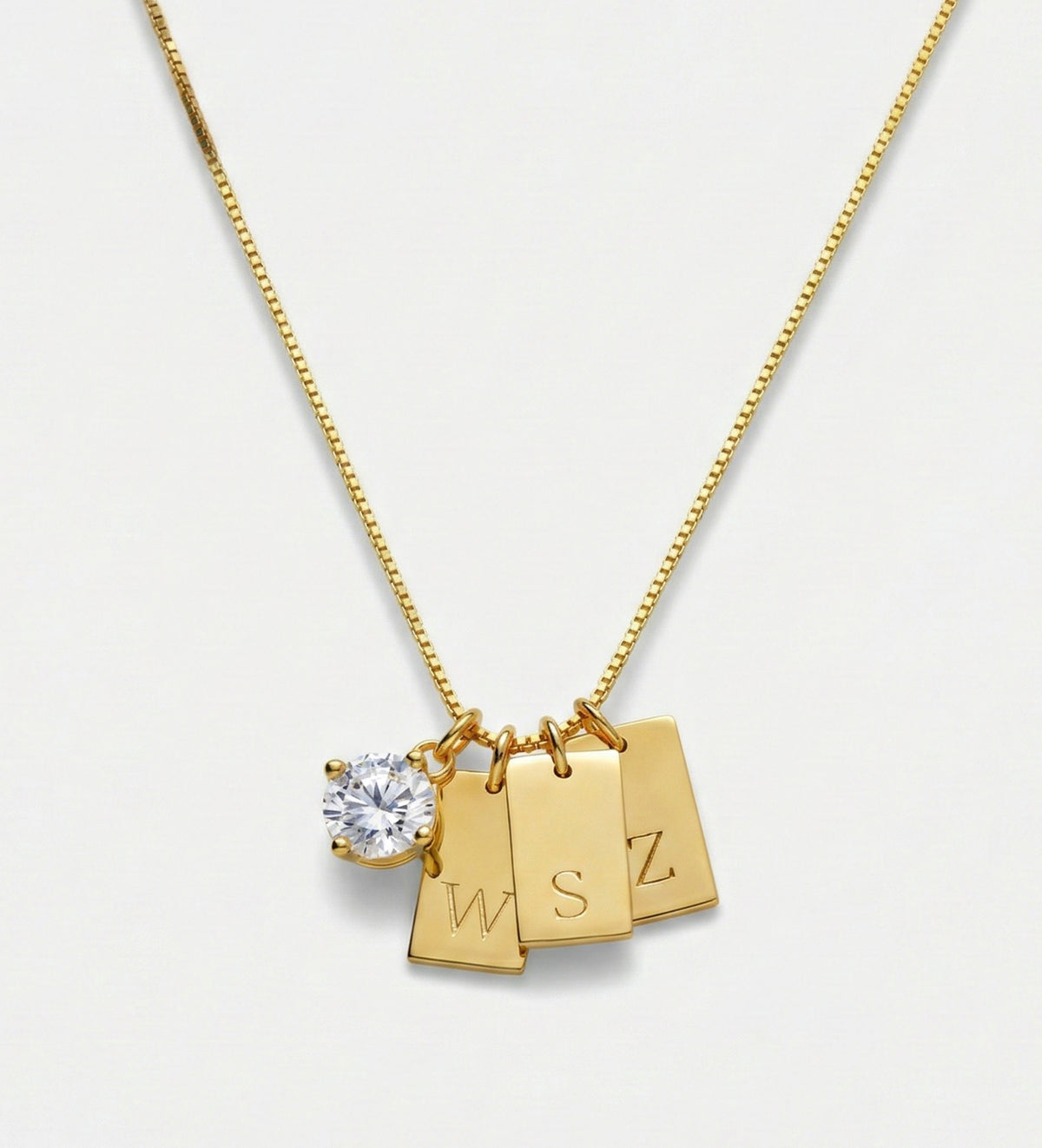 Tag Initial Necklace With 1CT Lab Diamond in 18K Gold Plating on 925 Silver - Ash & Harry