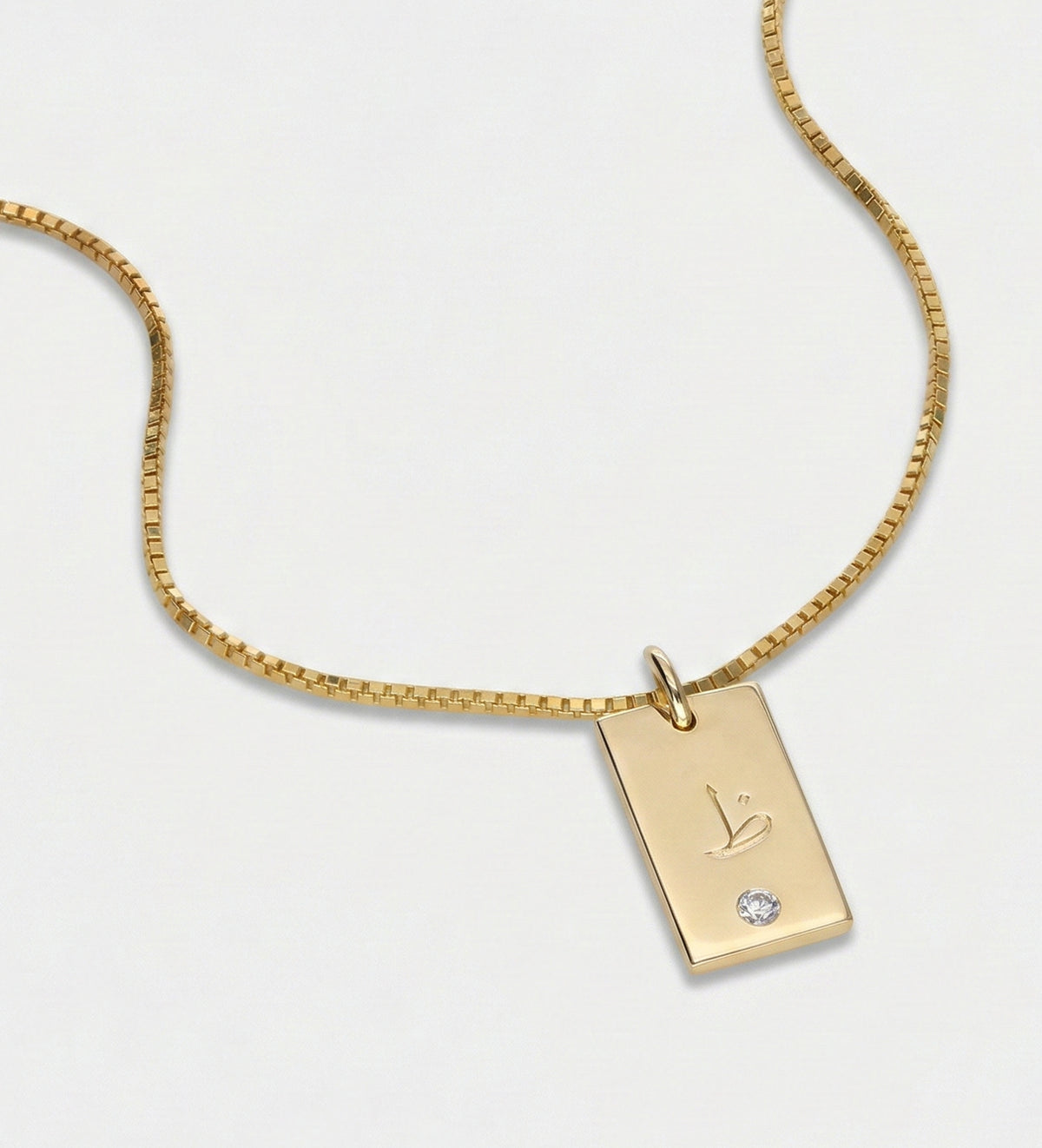 Tag Initial Necklace With Lab Diamond in 18K Gold Plating on 925 Silver - Ash & Harry