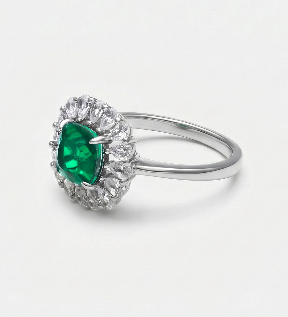 Timeless Emerald Garland Ring in 925 Silver High Quality Simulated Diamonds and Crafted Emerald Stone - Ash & Harry