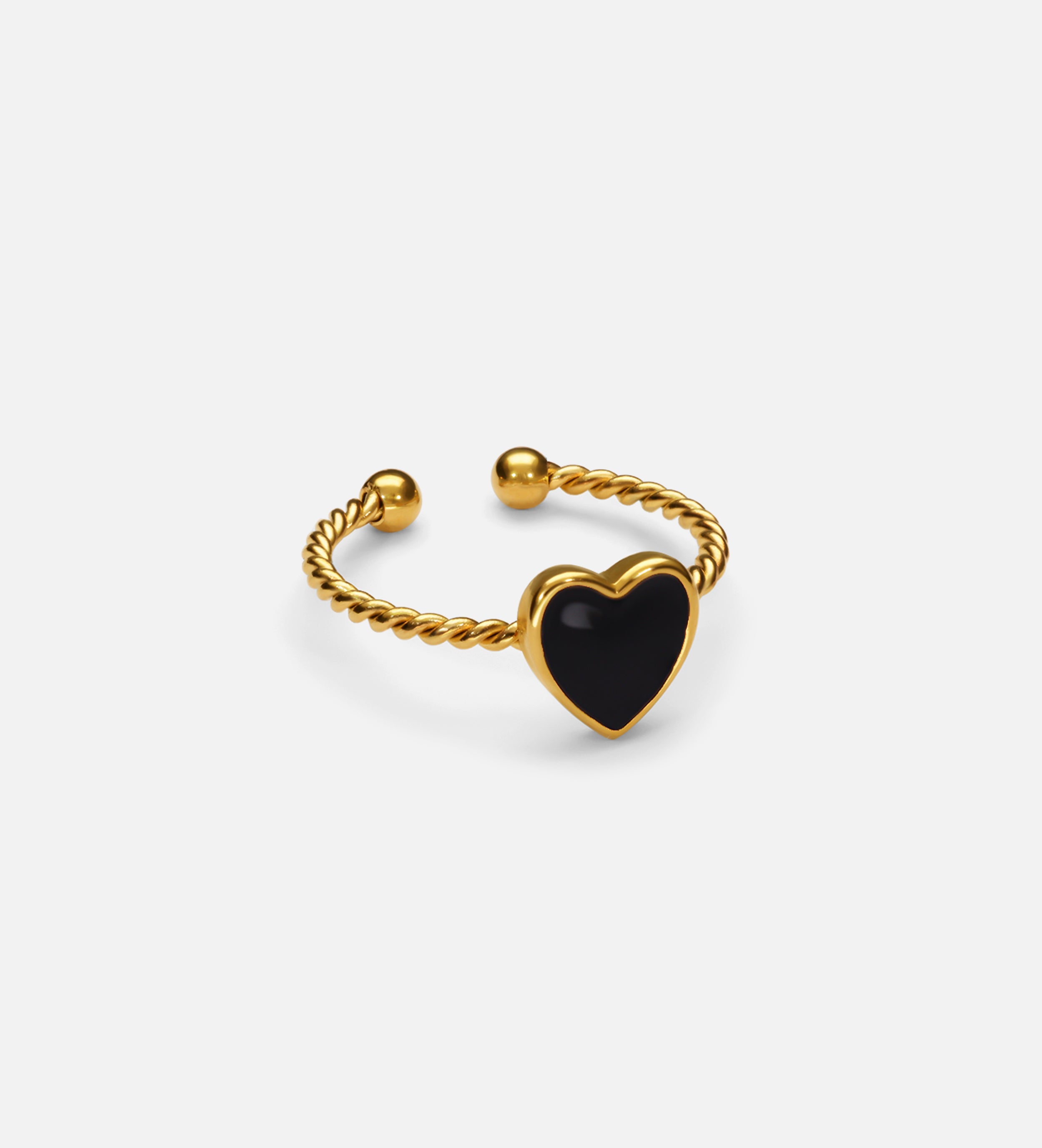 Twisted Heart Open Ring in Black