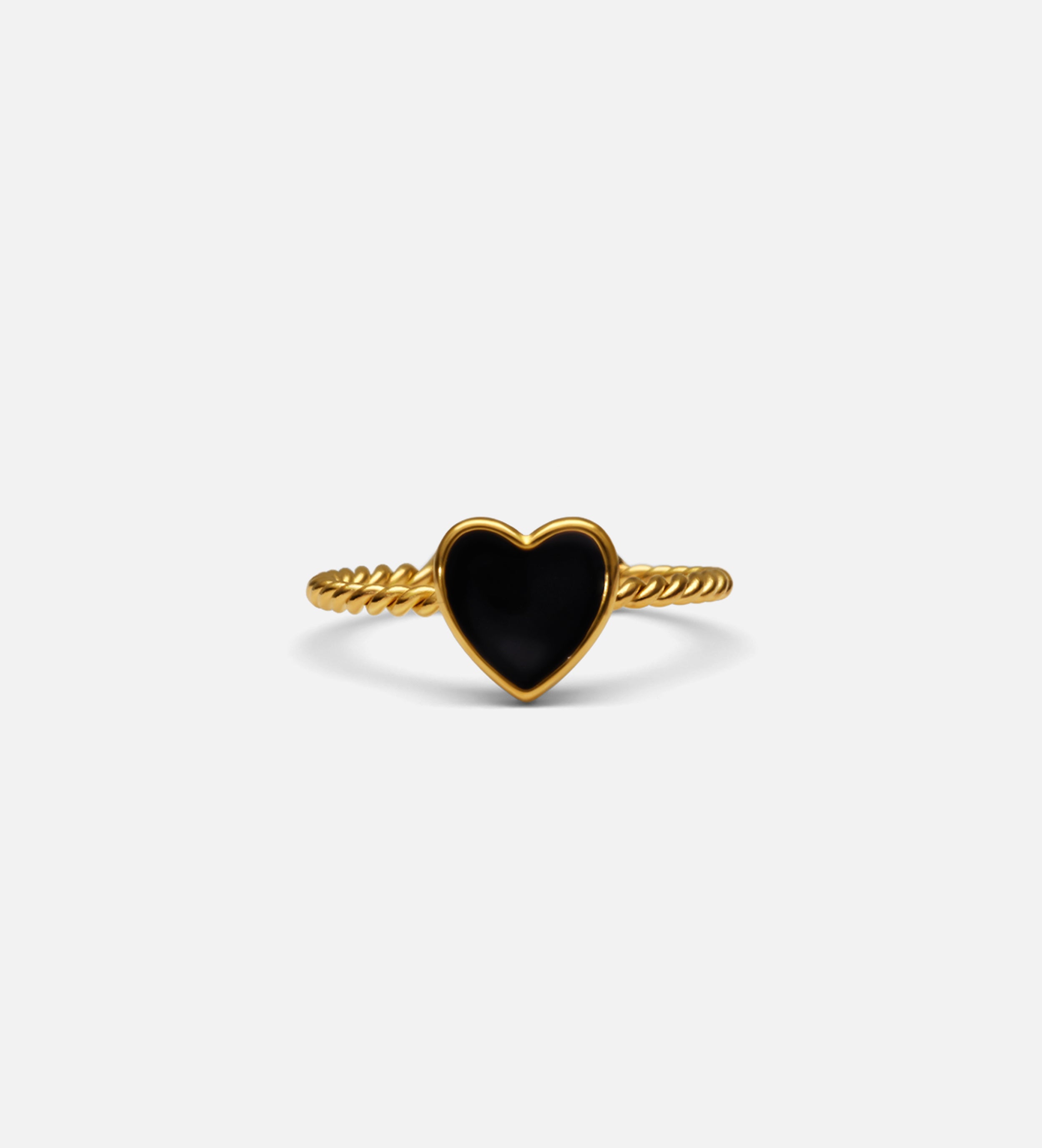Twisted Heart Open Ring in Black