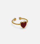 Twisted Heart Open Ring in Red