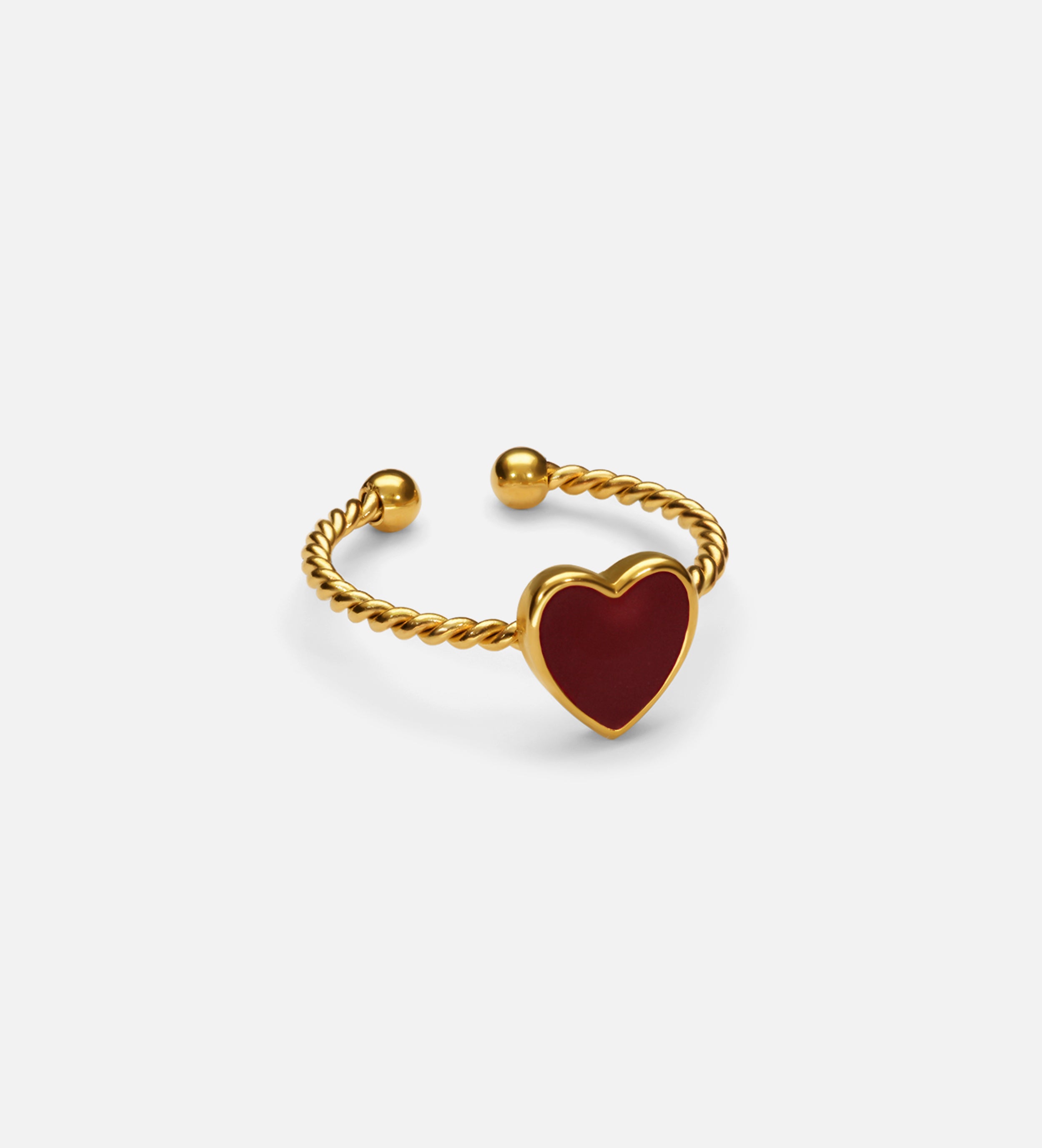 Twisted Heart Open Ring in Red