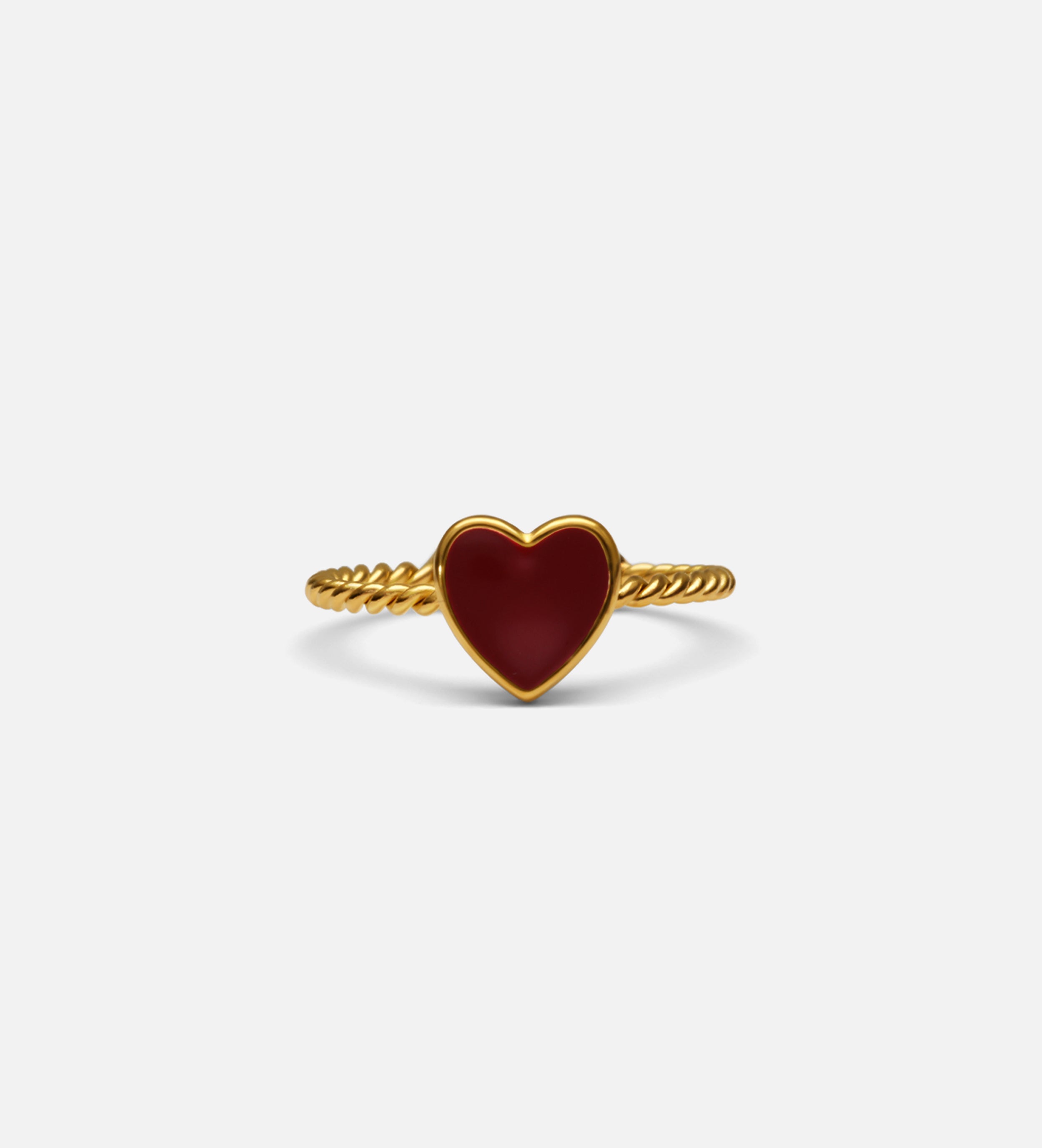 Twisted Heart Open Ring in Red