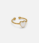 Twisted Heart Open Ring in White