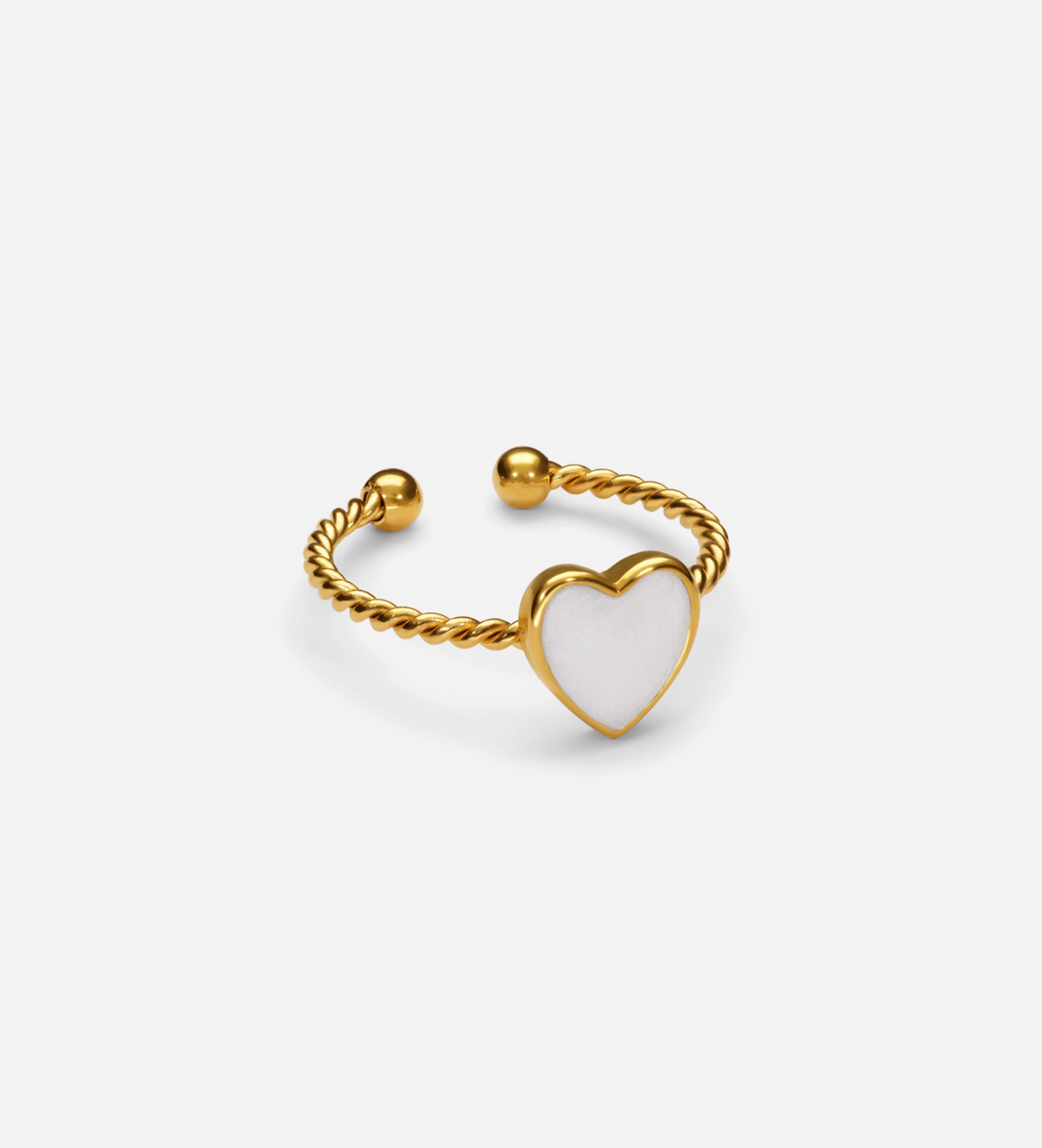 Twisted Heart Open Ring in White