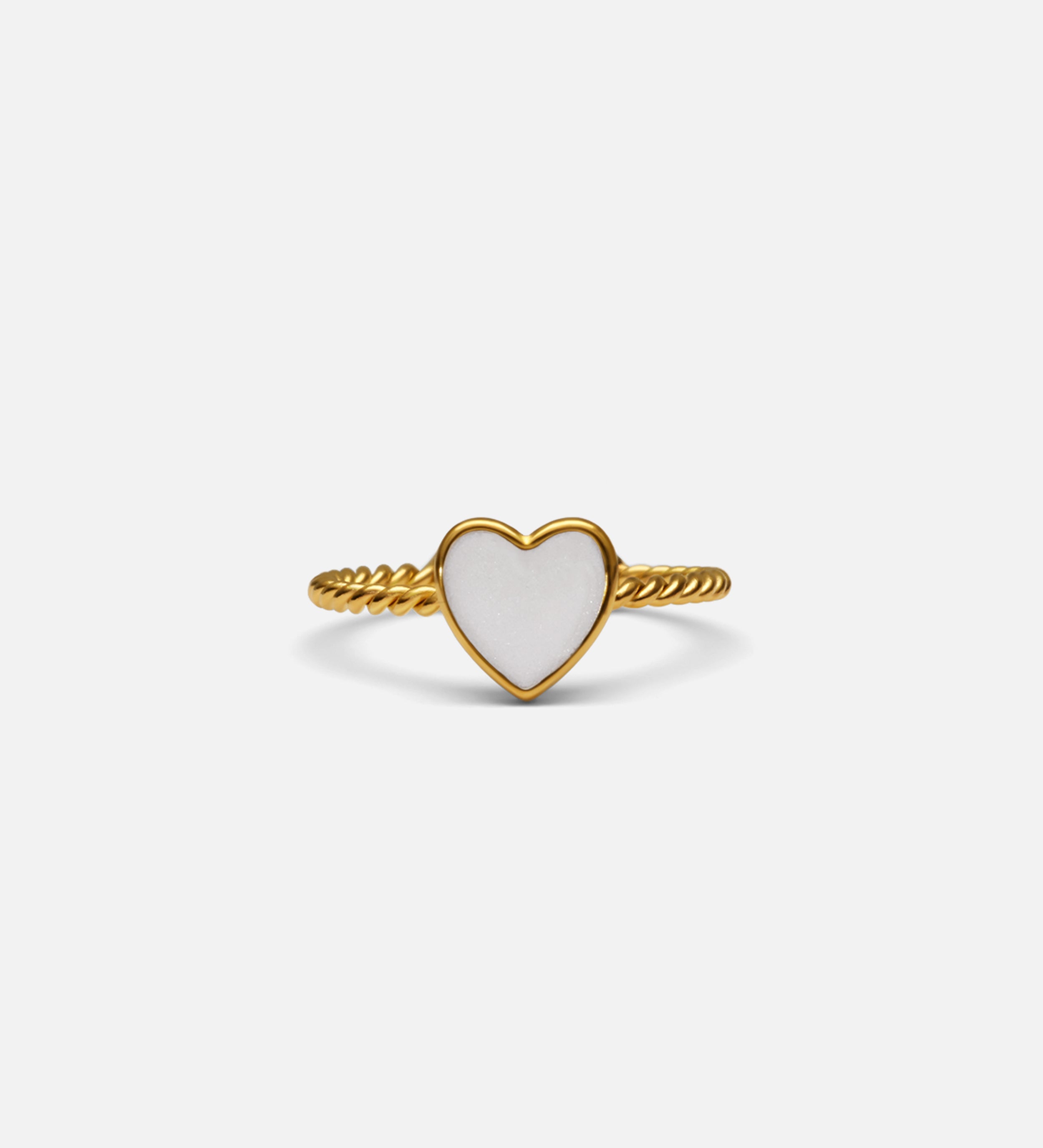 Twisted Heart Open Ring in White