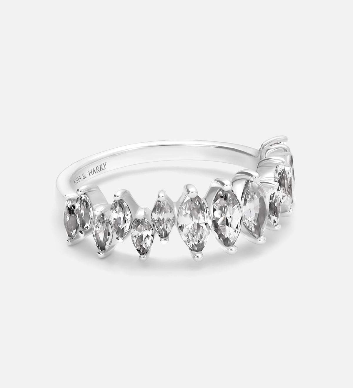 Verona Marquise Ring in 925 Silver with High - Quality White Simulated Diamonds - Ash & Harry