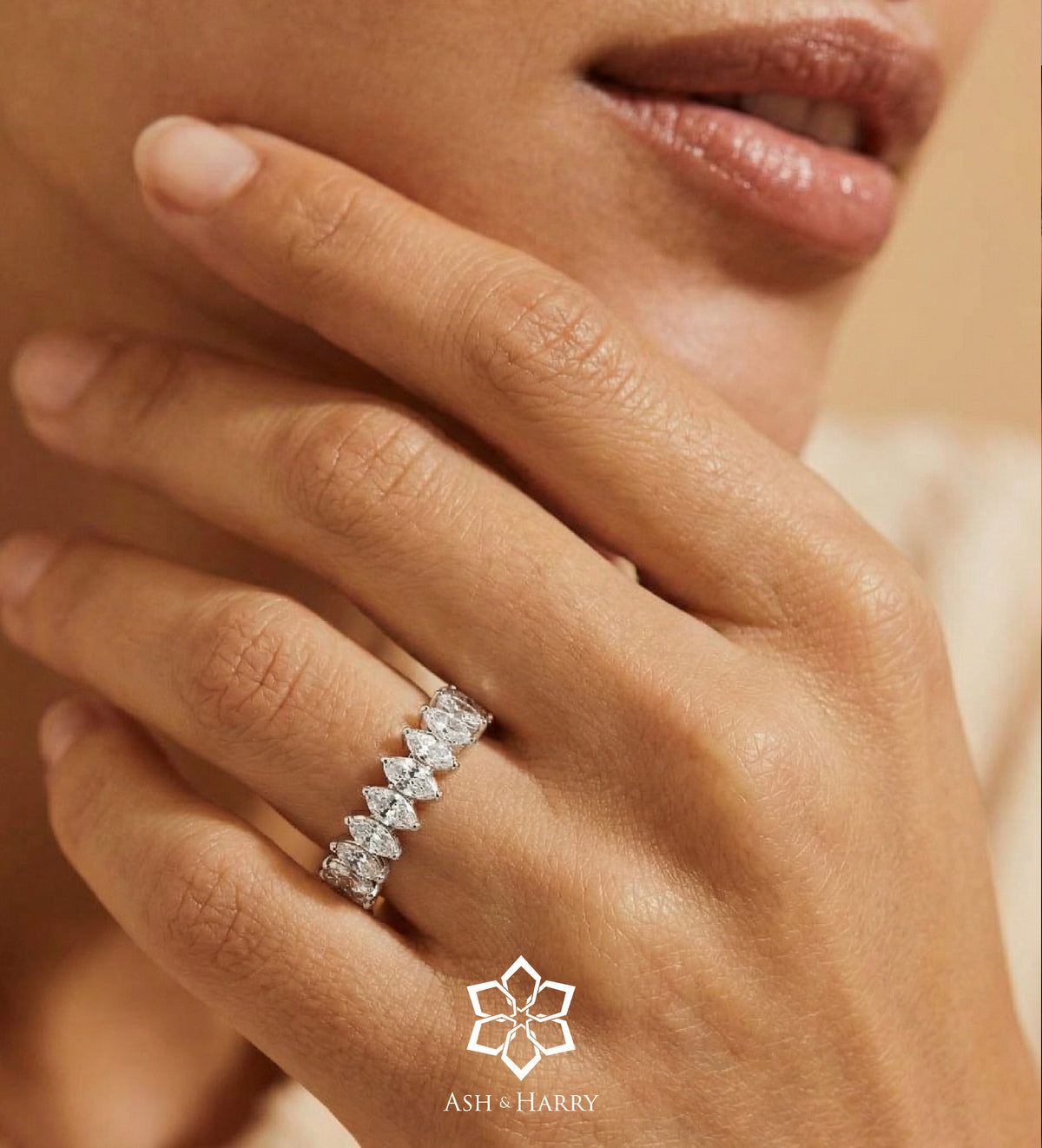 Verona Marquise Ring in 925 Silver with High - Quality White Simulated Diamonds - Ash & Harry