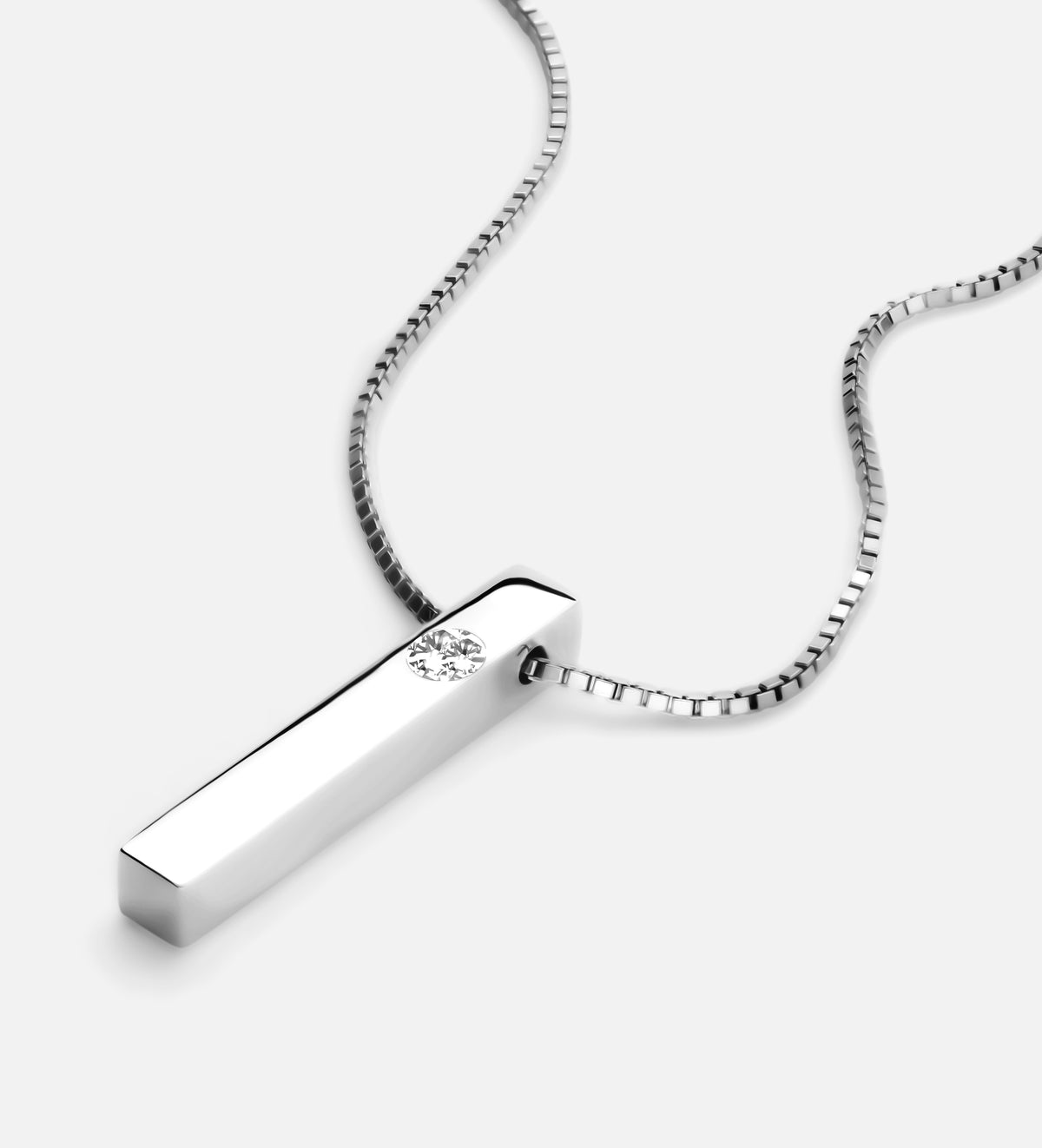Vertical Bar Necklace With 0.25CT Lab Diamond in Rhodium Plating on 925 Silver - Ash & Harry