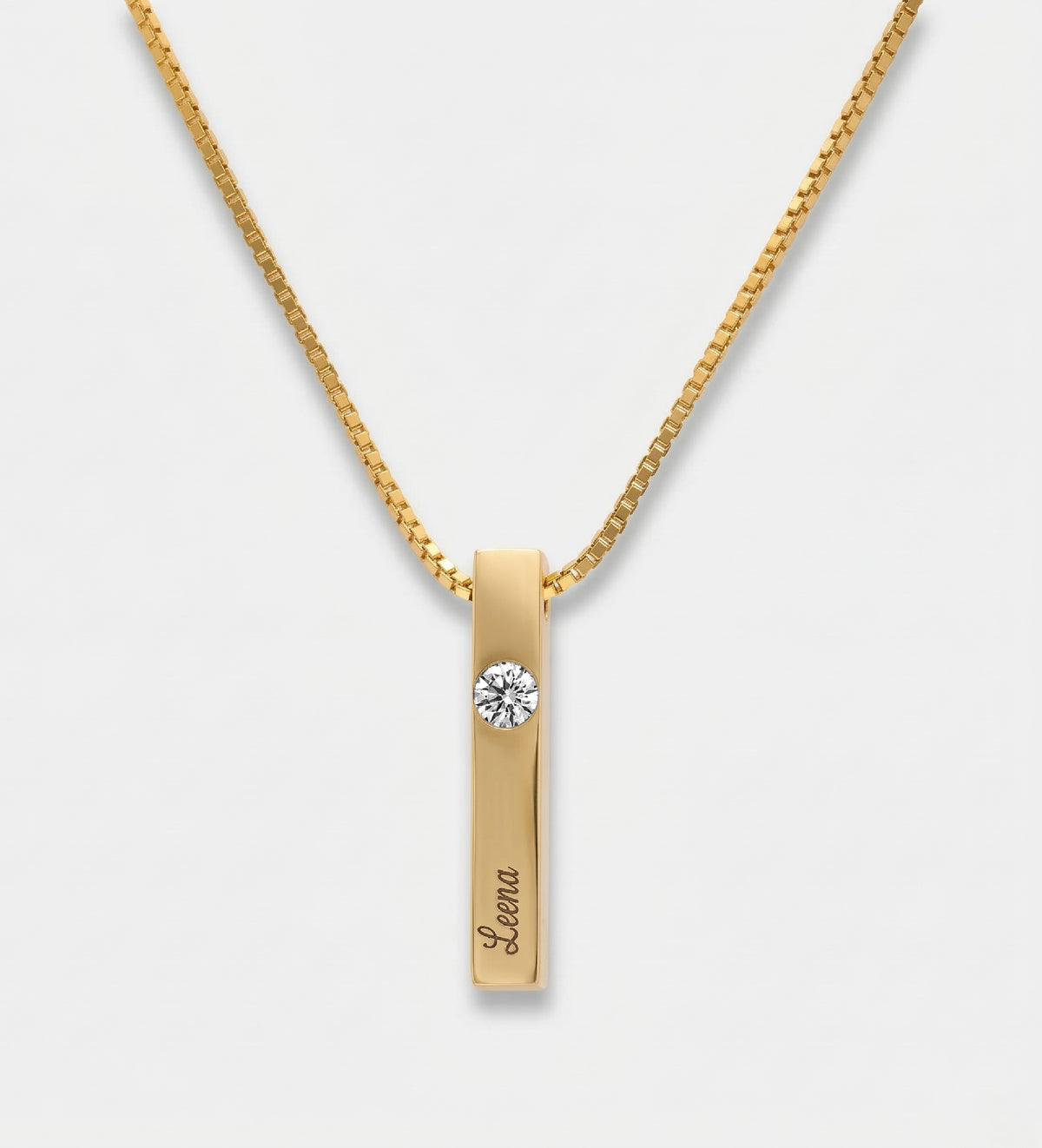 Vertical Bar Necklace With 0.25CT Lab Diamond in 18K Gold Plating on 925 Silver - Ash & Harry