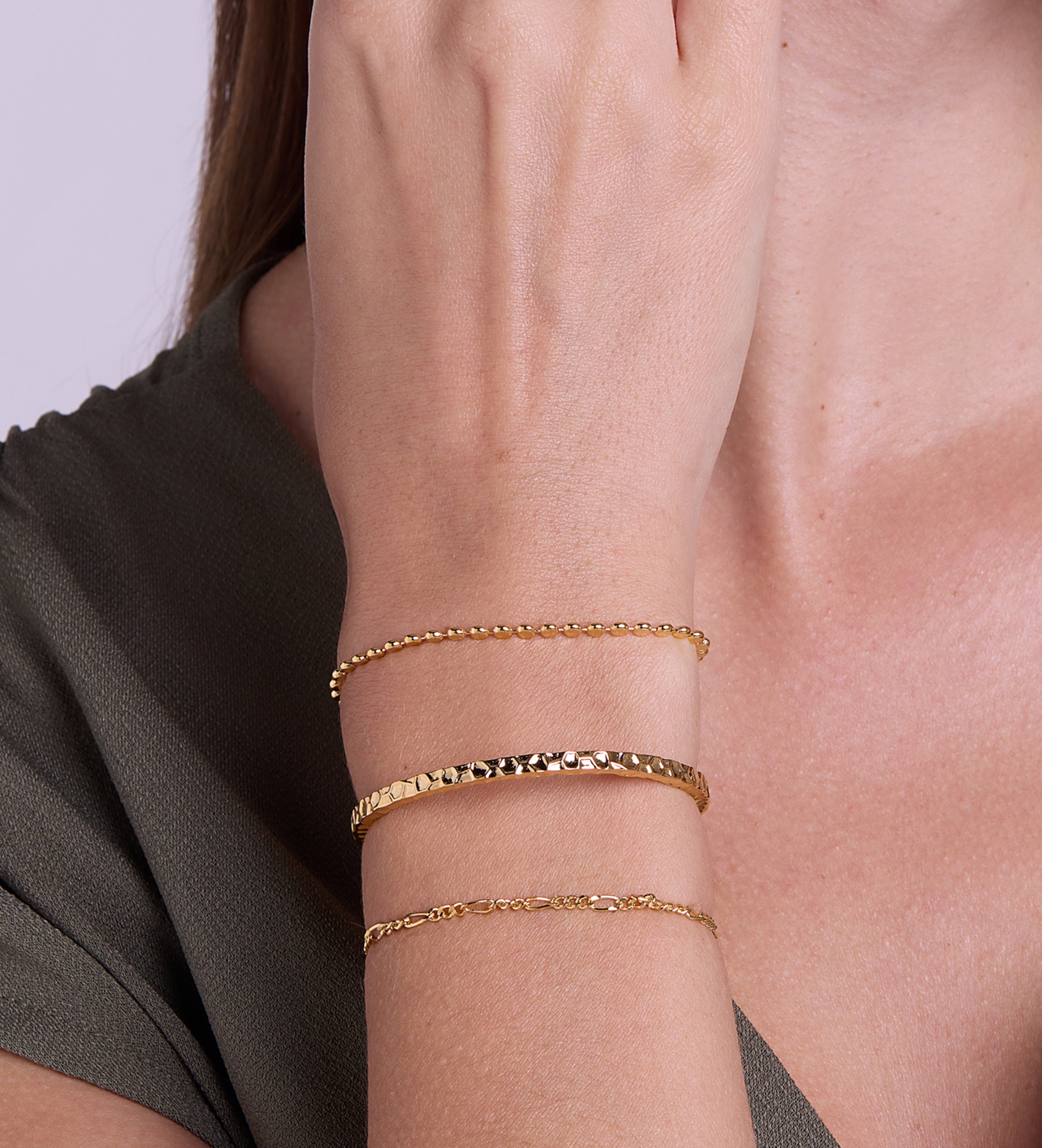 Artisan Hammered Cuff Bracelet in Gold