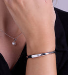 Classic Ridged Cuff Bracelet in Silver