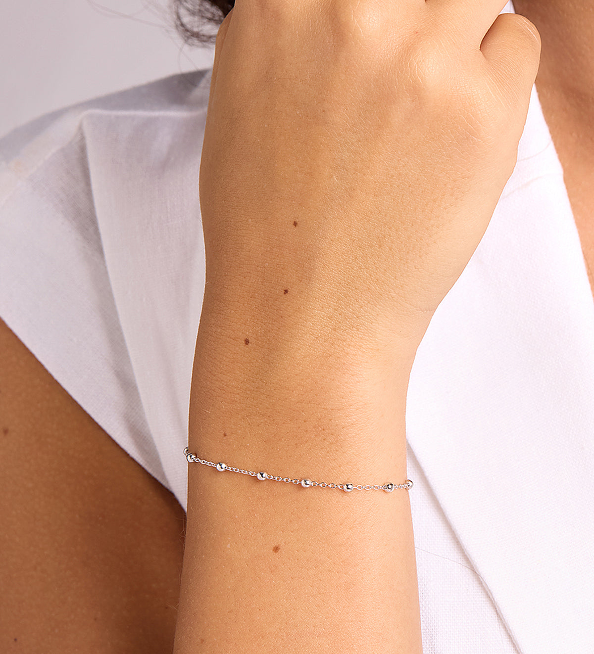 Dotted Chain Bracelet in Rhodium Plating on 925 Silver - Ash & Harry