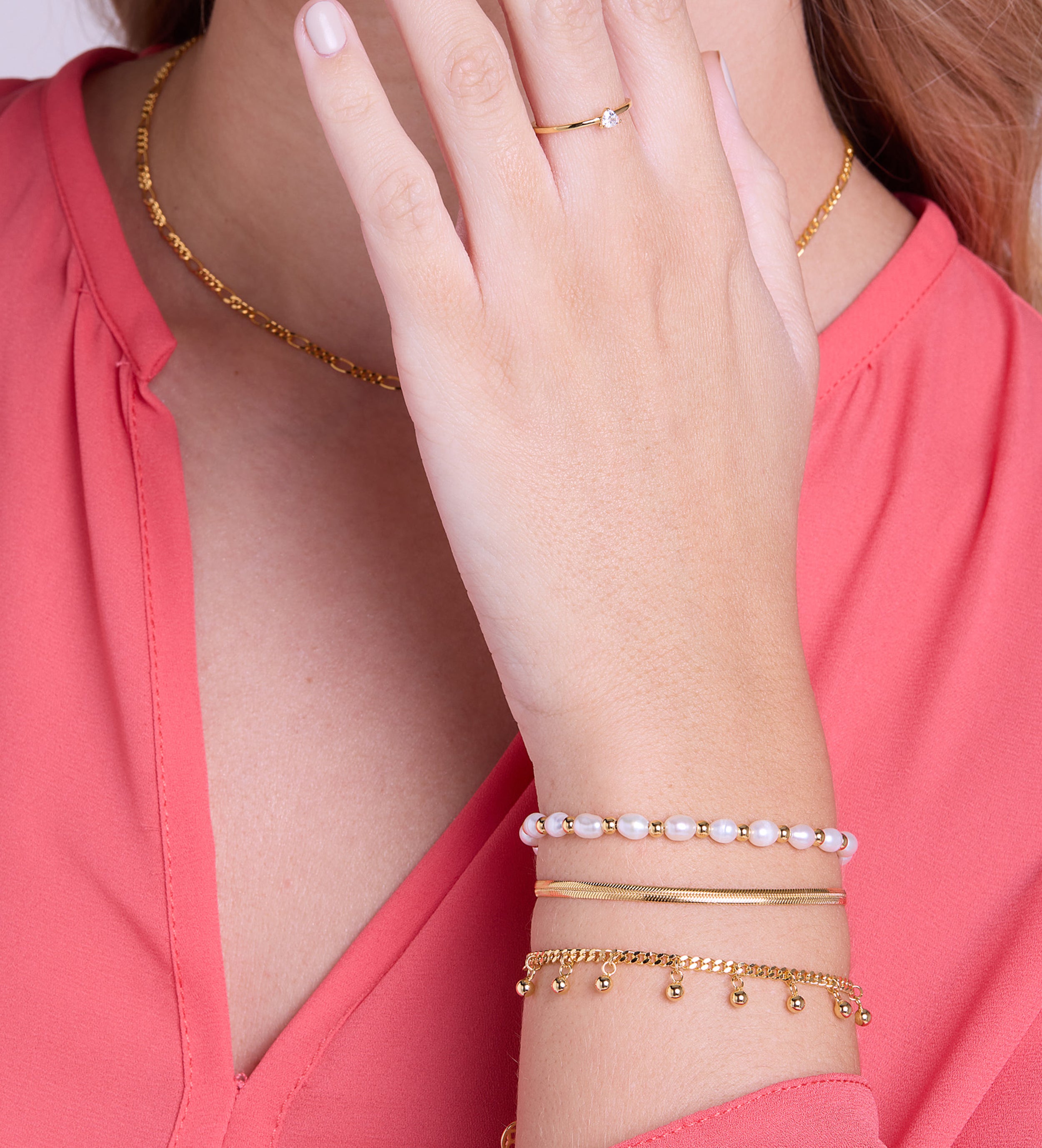 Pearl Beaded Bracelet in Gold