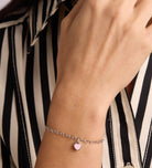 Pink Heart Chain Bracelet in Silver