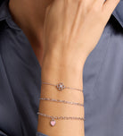 Pink Heart Chain Bracelet in Silver