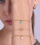 Turquoise Heart Chain Bracelet in Gold