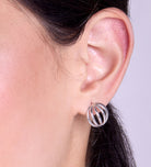 Caged Stud Earrings in Silver