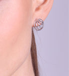 Caged Stud Earrings in Silver