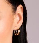 Double Huggie Earrings in Gold