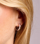 Double Huggie Earrings in Silver