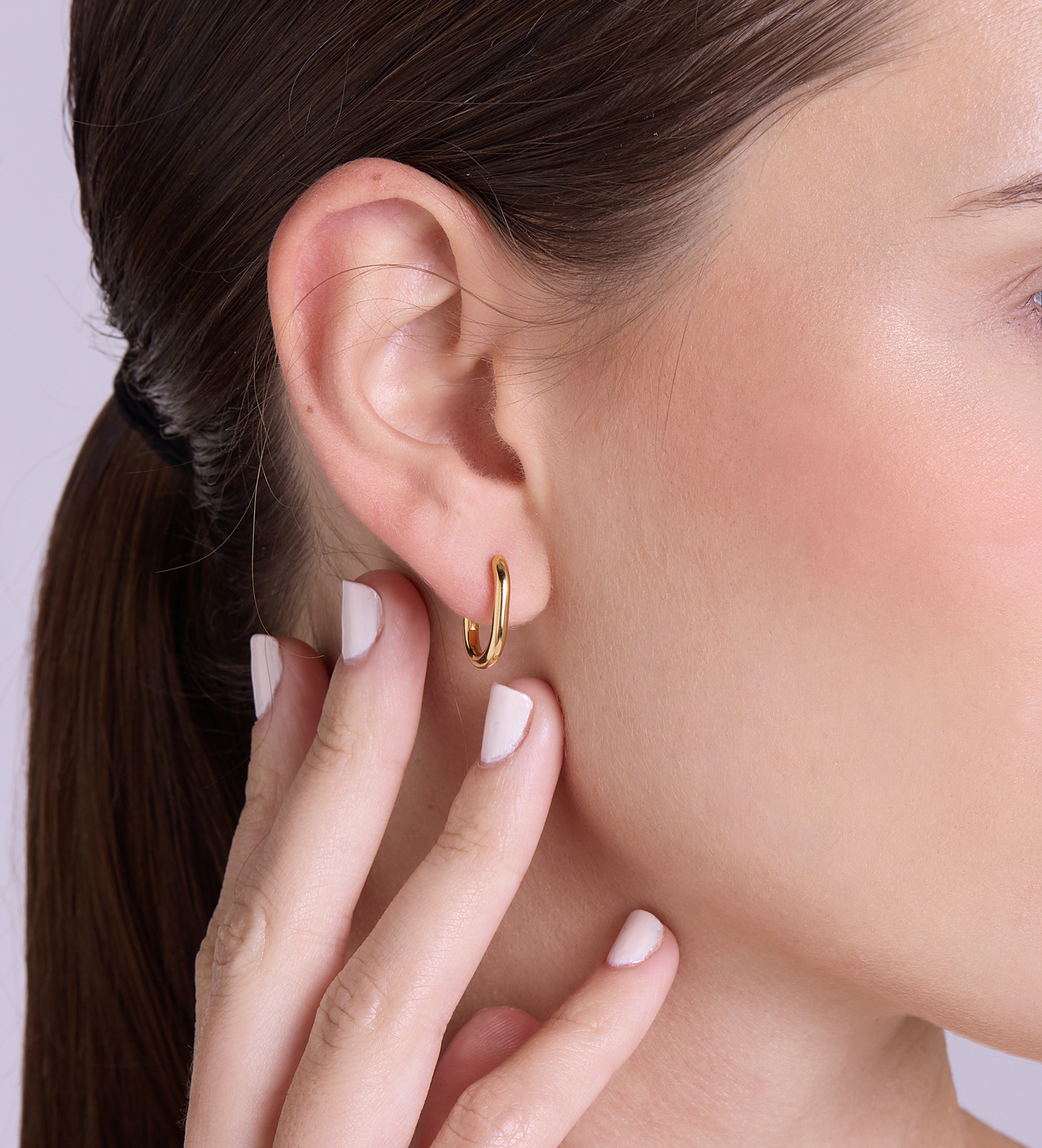 Oval Hanging Hoops in Gold