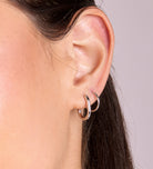 Oval Hanging Hoops in Silver