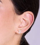 Pave Flower Studs in Gold