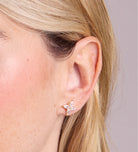 Pave Flower Studs in Gold