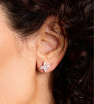 Pave Flower Studs in Silver