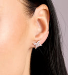 Pave Flower Studs in Silver