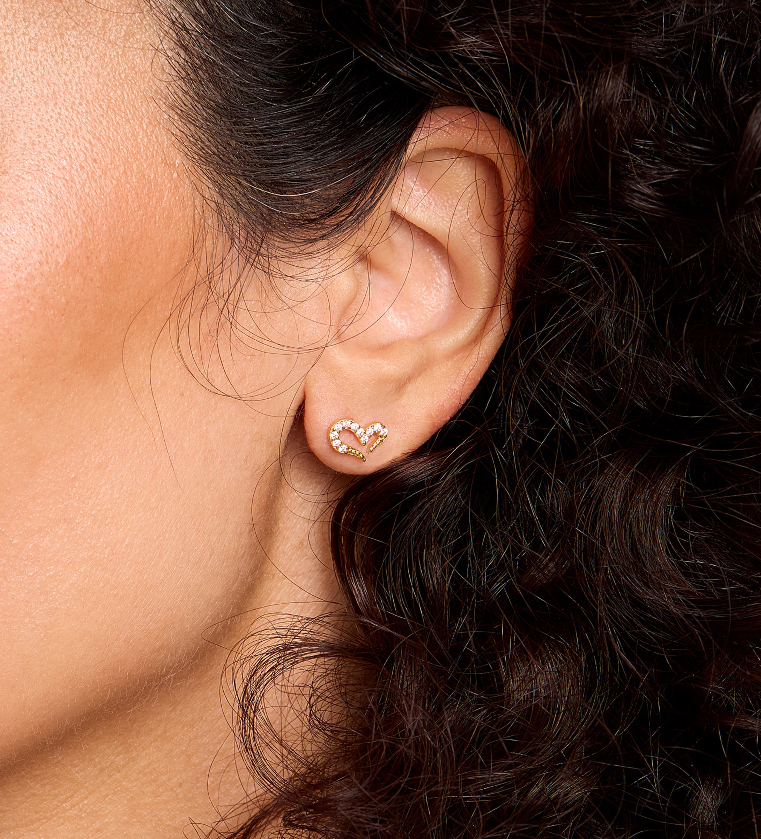 Pave Heart Earrings in Gold