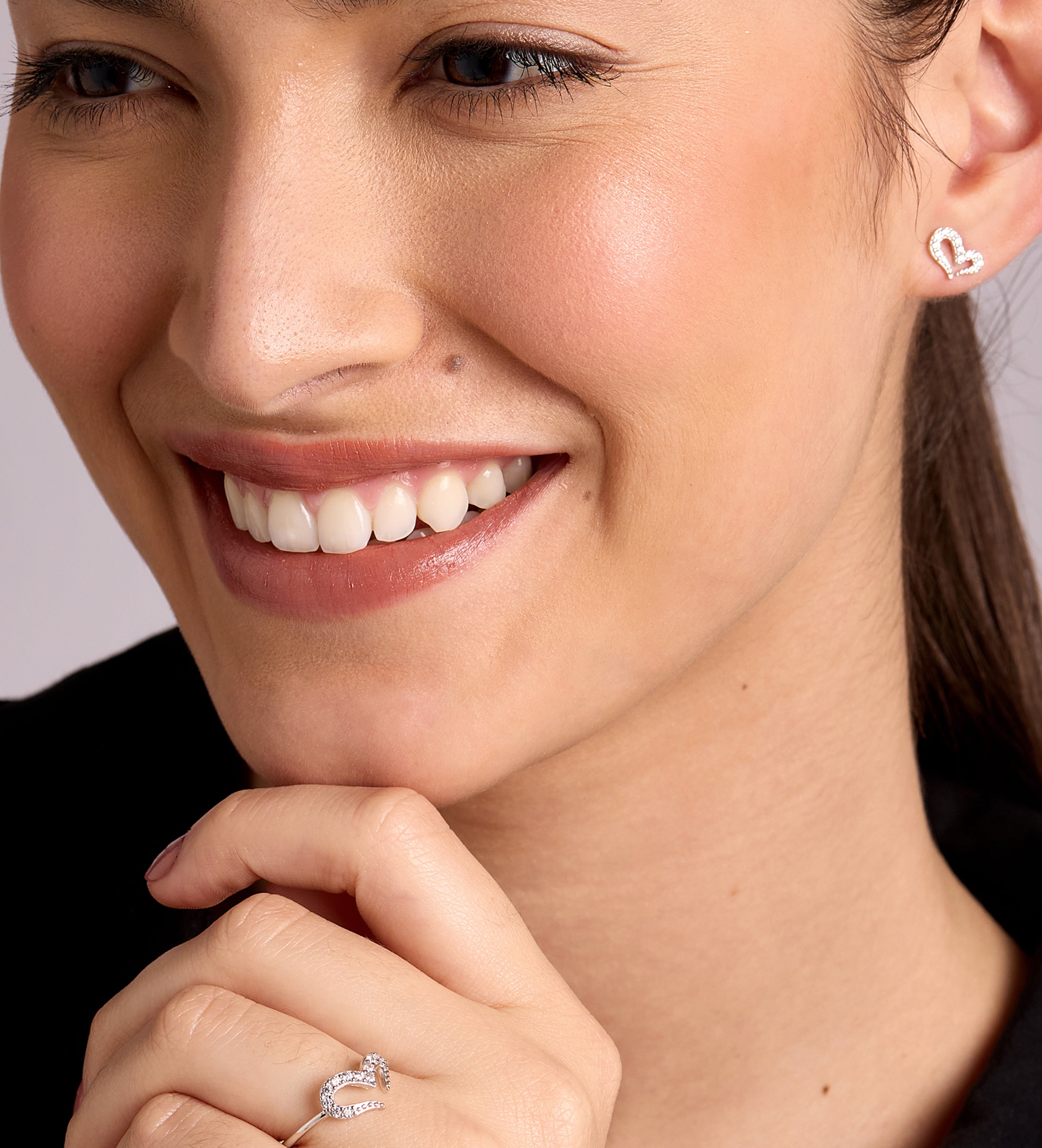 Pave Heart Earrings in Silver