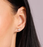 Pave Spade Earrings in Silver