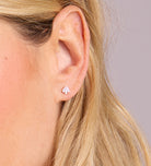 Pave Spade Earrings in Silver