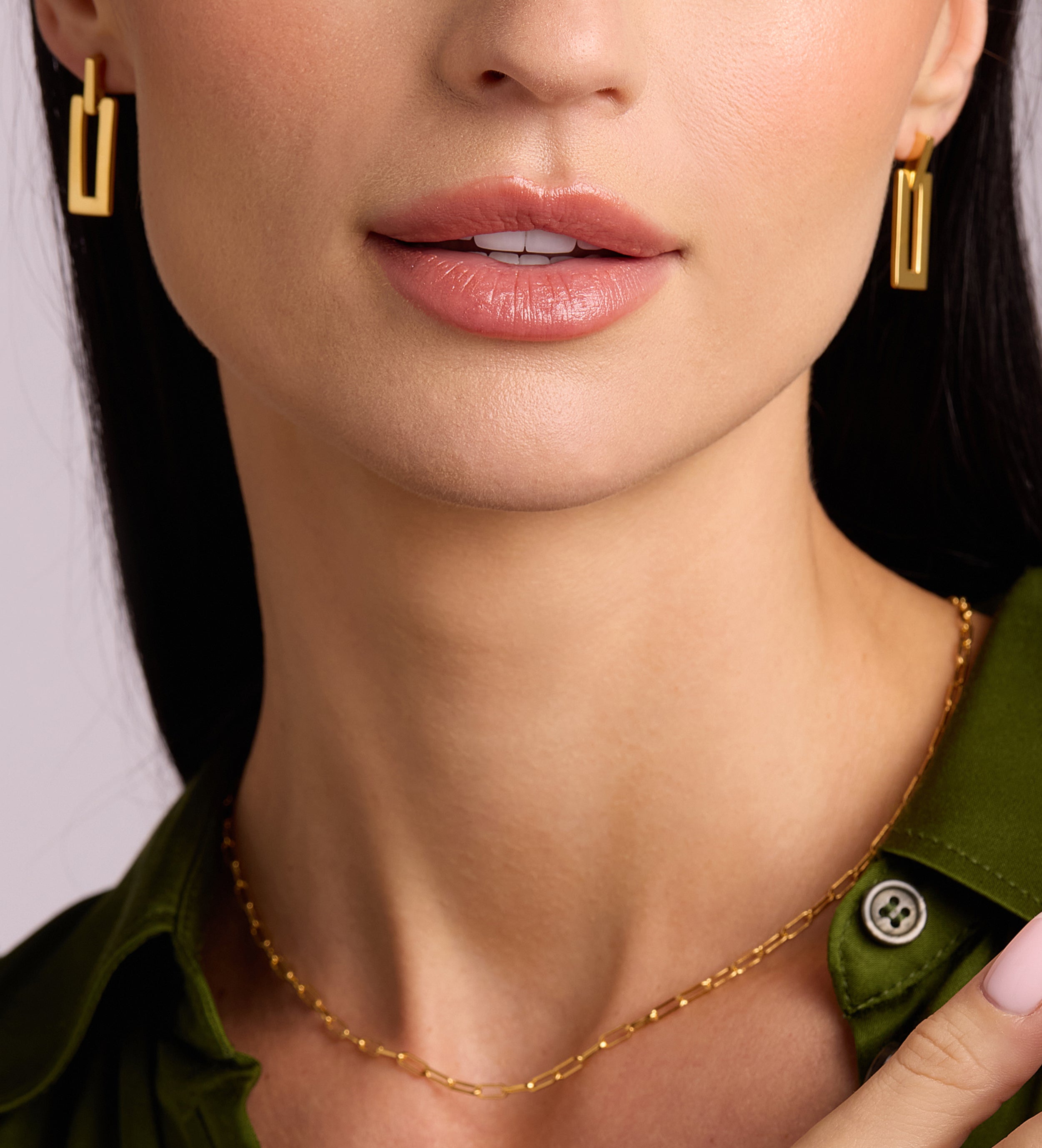 Rectangle Drop Earrings in Gold