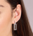 Rectangle Drop Earrings in Silver
