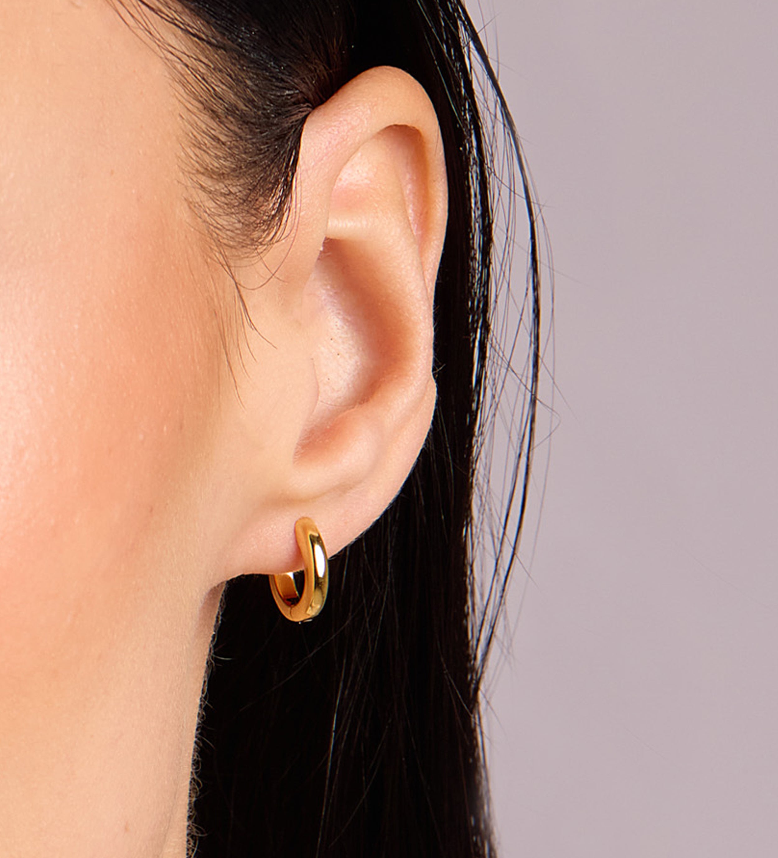 Tube Huggie Hoops in Gold