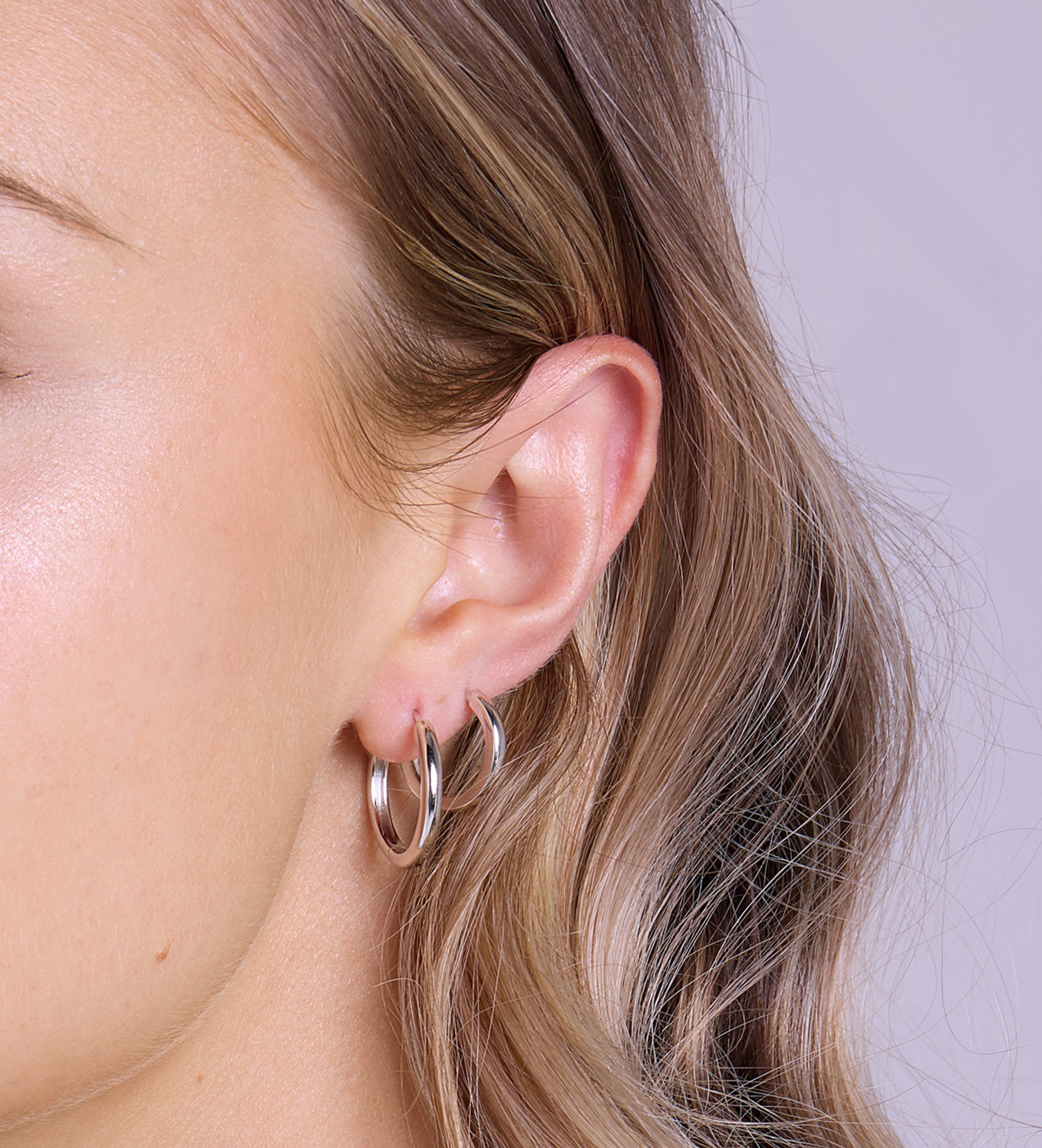 Tube Large Hoops in Silver