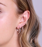 Tube Medium Hoops in Silver