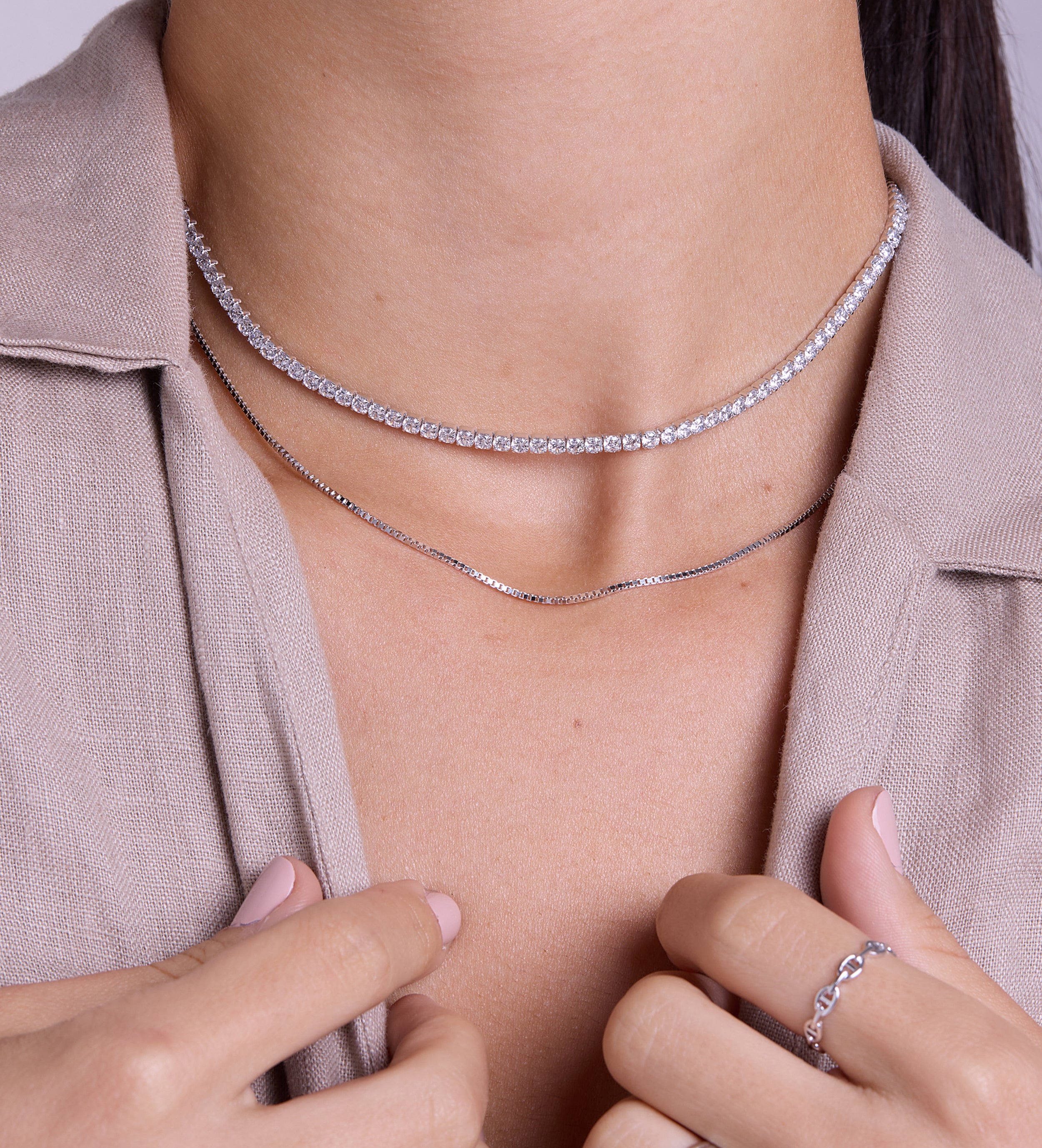 Box Chain Necklace in Silver