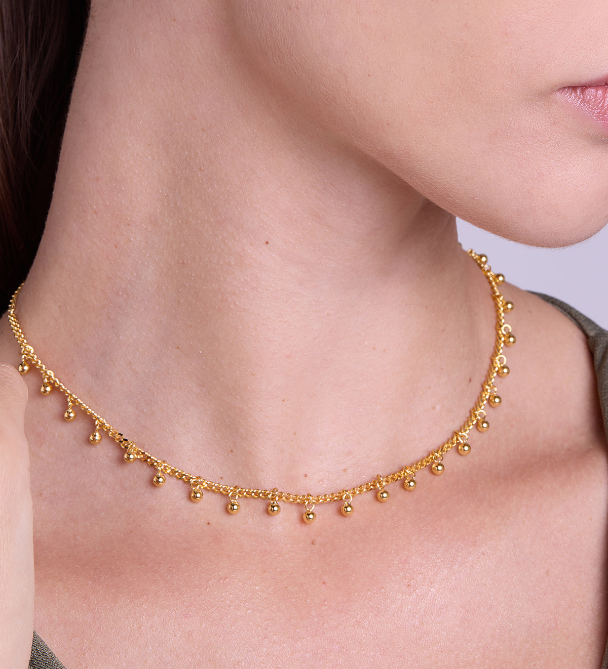 Dangling Dotted Choker in 18k Gold Plating on 925 Silver - Ash & Harry