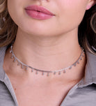 Dangling Dotted Choker in Silver