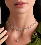 Dangling Dotted Choker in Silver
